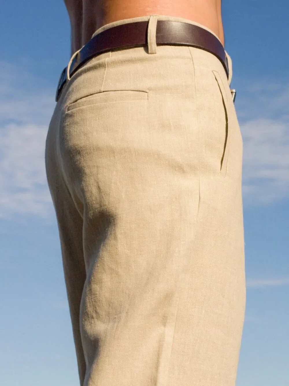ISLAND IMPORTER Men's 100% Linen Amalfi Pant Italian-Style in Natural SZ 34